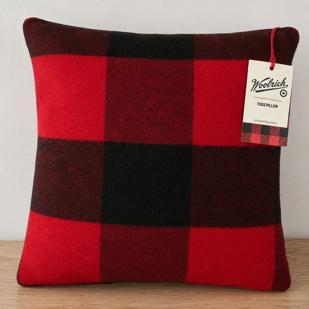 Woolrich Throw Pillow 20x20 Buffalo Plaid Red/Black Polyester Zipper